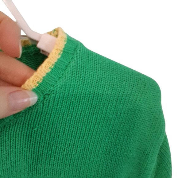 Lilly Pulitzer vintage sweater womens Small cotton green argyle preppy - Picture 5 of 6